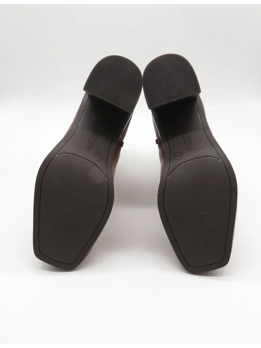 Marc Fisher Womens Dairey Dark Natural Leather Block Heel Boots Size 5M NEW